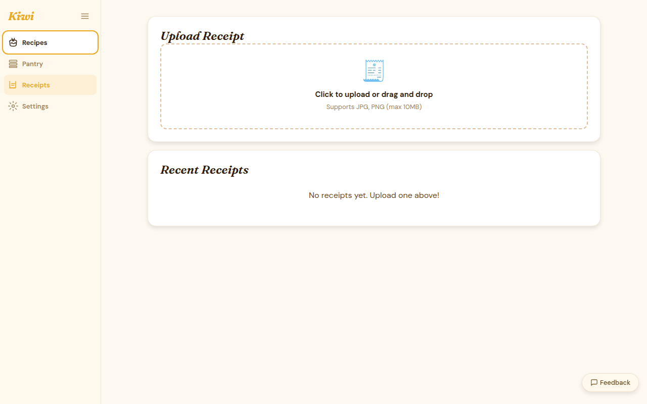 Kiwi receipt upload