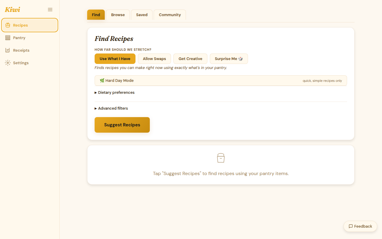 Kiwi recipe finder